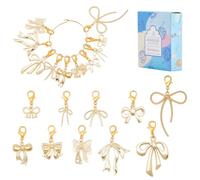 SUNNYCLUE 1 Box 20Pcs 10 Styles Cute Crochet Markers Bow Stitch Markers Bulk Alloy Bowknot Gold Lobster Claw Clasps Small Knit Bows Locking Metal Knitting Charms for Weaving Diy Crocheting Sewing