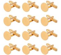 SUNNYCLUE 1 Box 20Pcs 12mm Blank Gold Cufflinks Round Cufflinks Bulk Alloy Brass Button Tray Flat Small Business Suits Studs Settings Cuff Link for Men diy Business Wedding Banquet Gifts Crafting