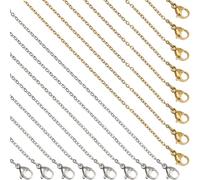 SUNNYCLUE 1 Box 20Pcs 17.7 Inch/45CM Blank Necklace Chains Stainless Steel Cable Chain Gold Silver Metal Necklaces Linking with Lobster Claw Clasps for Jewellery Making DIY Crafting Women Accessories
