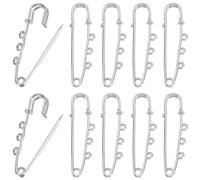 SUNNYCLUE 1 Box 20pcs 2 Inch Kilt Pins Bulk Safety Pin Brooch Finding Silver 3 Loops Metal Steel Fastener Clip Clasp Kilt Safety Badge Findings for Jewellery Making Christmas Blankets Clothes Supplies