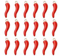 SUNNYCLUE 1 Box 20Pcs 32mm Pepper Charm Red Chili Pepper Charms Bulk Hot Vegetable Cinco De Mayo Mexican Italian Horn Metal Enamel Dangle Chili Pendants for Jewelry Making Bracelet DIY Craft Women