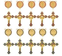 SUNNYCLUE 1 Box 20pcs 4 styles Easter Rosary Charm Bulk Rosary Cross Charms Black Orange Antique Gold Vintage Mexican Crucifix Crosses Pendants for Jewellery Making Women Men Adults Diy Crafts