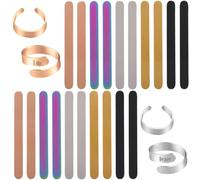 SUNNYCLUE 1 Box 20Pcs 5 Colors Stainless Steel Stamping Ring Blanks Engraving Ring Blanks Flat Metal Strips Gold Silver Black AB Color Jewellery Stamping Supplies for Bending Jewellery Making DIY