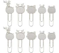 SUNNYCLUE 1 Box 20pcs 5 Styles Cabochon Bookmarks Vintage Bookmarks Alloy Metal Antique Silver Cat Rabbit Animal Shape Blank Retro Bezels Book Marks Settings for Adult Book Mark Crafts DIY Making