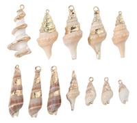 SUNNYCLUE 1 Box 20Pcs 5 Styles Conch Charms Natural Seashell Charm Long Gold Hawaii Summer Sea Ocean Life Seaside Shells Charms for Jewellery Making Charms Diy Necklaces Bracelets Earrings Women Gifts