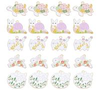 SUNNYCLUE 1 Box 20Pcs 5 Styles Enamel Animal Charms Cute Bunny Charms Bulk Cat Rabbit Kitty Fox Snail Turtle Flowers Alloy Pet Charms for Jewellery Making Charms Necklace Earrings DIY Crafting Adult