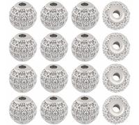 SUNNYCLUE 1 Box 20Pcs 8 mm Cubic Zirconia Beads Round Crystal Bead Charm Platinum Brass Clear Rhinestone Micro Pave CZ Disco Ball Spacers for Jewellery Making Bracelets Earrings Necklaces DIY Crafts