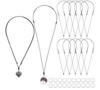 SUNNYCLUE 1 Box 20Pcs Adjustable Necklace Cord Bulk Black Rope Necklaces Vintage Korean Waxed Polyester Double Knotted Cords with 304 Stainless Steel Open Jump Ring for jewellery Making Necklace Men