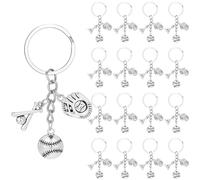 SUNNYCLUE 1 Box 20Pcs Baseball Themed Keychains Bulk Sports Key Chains Pack Silver Alloy Gym Metal Balls Gloves Charms Keychain Souvenirs for Guests Party Favors Wedding DIY Handbags Purse Pendants