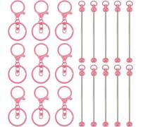 SUNNYCLUE 1 Box 20Pcs Beadable Keychains Beaded Keychain Bars Keychain Bar Bulk Keychain Clasps With Bar Beadable Keychain Pink Bar Keychain for Jewellery Making Charms DIY Crafts Key Chains Supplies
