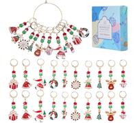 SUNNYCLUE 1 Box 20pcs Christmas Stitch Markers Crochet Knitting Markers Rhinestone Locking Stitch Markers Leverback Kntting Charms for Knitting Weaving Sewing Needleworks Women Adult DIY Crafts