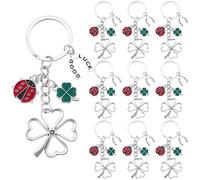 SUNNYCLUE 1 Box 20Pcs Clover Keychain Bulk Lucky Keychain Bulk Enamel Green Alloy Metal Horseshoe Ladybug Sets Luck Key Chains for Gifts Supplies Party Favor Wedding Favors Holiday St. Patrick's Day