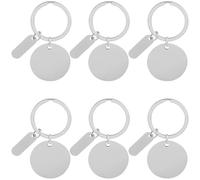 SUNNYCLUE 1 Box 20Pcs Engravable Metal Keychain Blanks Round Keychain Blanks Silver Stainless Steel Stamping with Key Ring Laser Engraving Rectangle Tags for DIY Crafts Graduation Gifts Pet Tag
