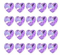 SUNNYCLUE 1 Box 20pcs Faceted Glass Charms Heart Crystal Glass Heart Beads Hanging Pendants AB Color Glass Charms for DIY Handmade Jewelry Making Glass, Glass