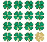 SUNNYCLUE 1 Box 20pcs Four Leaf Clover Brooch Lucky Pins Good Luck Green Enamel Irish Four-Leaf Clover Badge Lapel Pin Brooches Bulk for Women Clothes Costume Decor Christmas Wedding Funeral