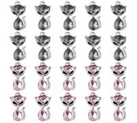 SUNNYCLUE 1 Box 20Pcs Fox Charms Bulk Rhinestone Animal Charms Mini Cute Alloy Enamel Crystal Glass Foxes Silver Charm for jewellery Making Charms Women DIY Necklaces Earrings Bracelets Keychain Craft