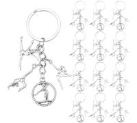 SUNNYCLUE 1 Box 20Pcs Gymnastics Keychain Bulk Keychains Pack Sports Themed Antique Silver Cheerleading Inspirational Gymnasts Athletes Key Chains Set for Wedding Gifts Team Party Favors Decoration