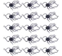 SUNNYCLUE 1 Box 20Pcs Halloween Charms Spider Charm Bulk Black Rhinestone Silver Tone Spider Insect Charm Alloy Double Loops Charms for jewellery Making Charms DIY Necklace Earrings Craft Supplies