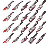 SUNNYCLUE 1 Box 20Pcs Knife Charms Bloody Knives Charms Bulk Halloween Fake Knife Gothic Style Black Skull Charm Skeleton Head Double Sided Flower Blood Mini Knife Charm for jewellery Making Charms