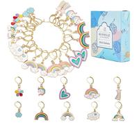 SUNNYCLUE 1 Box 20Pcs Knitting Stitch Markers Crochet Stitch Marker Rainbow Colorful Leverback Charms Cute Knitting for Weaving Sewing Needleworks Women DIY Craft