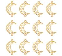 SUNNYCLUE 1 Box 20Pcs Moon Charms Crescent Moon Connector Charm Open Back Bezel Charm Links Hollow Golden Alloy Charms for jewellery Making Charm DIY Pressed Flowers Resin Art Earrings Craft Supplies