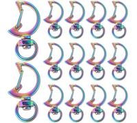 SUNNYCLUE 1 Box 20Pcs Moon Keychain Clasp Swivel Snap Hooks Bulk Colorful Metal Alloy Swivel Clasps Hook Lobster Claw Buckle Keychain Findings for Jewellery Making DIY Keyring Crafts Accessories Women