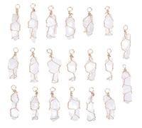 SUNNYCLUE 1 Box 20Pcs Natural Crystal Charms Wire Wrapped Stone Charms Bulk Quartz White Alloy Gemstone Irregularly Gem Stones Pendants for Jewelry Making Necklace Bracelet Earring Supplies DIY Craft