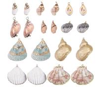SUNNYCLUE 1 Box 20Pcs Natural Shell Charm Cowrie Shells Bulk Summer Ocean Theme Cowrie Seashell Golden Electroplated Charms for Jewellery Making Charms DIY Crafting Necklace Bracelet Earring Women