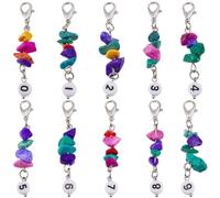 SUNNYCLUE 1 Box 20Pcs Numbers Stitch Markers Crochet Marker Charms Number 0~9 Synthetic Turquoise Chip Acrylic Beaded Knit Markers Locking Removable Lobster Clasp for Knitting Quilting Crocheting