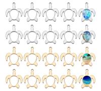 SUNNYCLUE 1 Box 20Pcs Open Back Bezels for Resin Hollow Frame Charms Gold Silver Stainless Steel Beach Ocean Turtle Sea Animal Bezels Charms for Resin Jewellery Earrings Necklaces Diy Making Crafting
