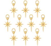 SUNNYCLUE 1 Box 20Pcs Real 18K Gold Plated North Star Charm Stars Charms Bulk Small Metal Brass Guide Dangle Jump Rings Pendant for Jewellery Making Diy Necklace Bracelet Earring Supplies Women