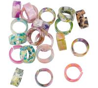 SUNNYCLUE 1 Box 20Pcs Resin Chunky Rings Open Cuff Ring Colorful US Size 11/21.1mm Trendy Colorful Stackable Plastic Knuckle Finger Decorative Jewelry Findings for Women Large Stacked Dome Thick Bulk