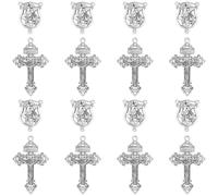 SUNNYCLUE 1 Box 20Pcs Rosary Cross Charm Silver Cross Charms Tibetan Style Alloy Chandelier Component Links Easter Crucifix Pendants for Jewellery Making Necklace Bracelet Rosaries Women DIY Craft