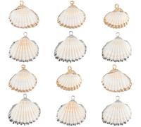 SUNNYCLUE 1 box 20pcs Seashell Charms Bulk Shells Charms Gold Silver Electroplated Sea Life Shell Ocean Bead Charm Bulk for Jewellery Making Charms Women Adults Party Necklace Earring Gift Decorations
