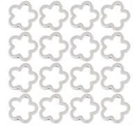 SUNNYCLUE 1 Box 20Pcs Silver Bead Frames Flower Frame Beads Metal Hollow Alloy Tibetan Blossom Floral Linking Spacers Connectors Rings Accessories for Jewellery Making Earrings Necklaces DIY Crafts