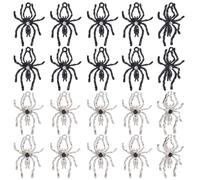 SUNNYCLUE 1 Box 20Pcs Silver Spider Charm Black Spiders Charms Bulk Alloy Metal Gothic Insect Halloween Holiday Charm for Jewellery Making Charms Supplies DIY Crafting Necklaces Bracelets Earrings