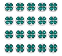 SUNNYCLUE 1 Box 20pcs St. Patrick's Day Four Leaf Clover Beads Green Clover Beads Alloy Irishi Rhinestone Silver Shamrock Good Luck Lucky Spacer Bead for Jewelry Making Earring Friendship Bracelets