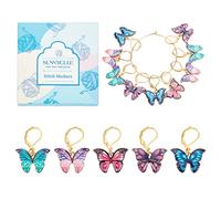 SUNNYCLUE 1 Box 20Pcs Stitch Marker Charms Stitch Markers Crochet Butterfly Enamel Cute Removable Leverback Clasp Charm Locking Metal Knitting Markers for Weaving Sewing Knit Quilting DIY Zipper Pull