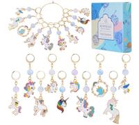 SUNNYCLUE 1 Box 20Pcs Stitch Markers Cute Enamel Unicorn Charm Locking Leverback Clasps Crochet Markers Removable Clip On Metal Knitting Charms for Crocheting Weaving Sewing Quilting DIY Craft