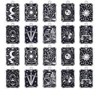 SUNNYCLUE 1 Box 20Pcs Tarot Charm Small Metal Tarot Card Charms Bulk Enamel Rectangle Vintage Magic Halloween Astrology Divination Sun Moon Pendants for Jewelry Making Bracelet Necklace Earring Crafts