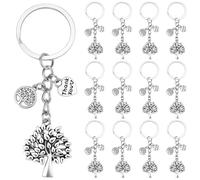 SUNNYCLUE 1 Box 20pcs Tree of Life Keychain Pack Family Tree Keychains Bulk Alloy Antique Silver Thank You Word Trees Key Chains Gift Pack for Wedding Favors Women Birthday Adult Family Gatherings