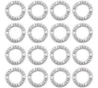 SUNNYCLUE 1 Box 20Pcs Word Circle Charms Silver Round Charm Connectors Bulk Alloy Engraved Word Linking Rings Small Tibetan Style Link Connectors for jewellery Making Bracelets Necklaces DIY Crafts