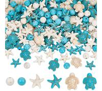 SUNNYCLUE 1 Box 219pcs Turquoise Turtle Beads Sea Turtle Beads Synthetic Turquoise Beach Hawaii Ocean Animal Life Gem Stone Starfish Round Spacer for Jewellery Making Beading Women Supplies Gifts