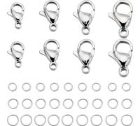 SUNNYCLUE 1 Box 230Pcs Stainless Steel Lobster Claw Clasps Open Jump Rings 80Pcs 4 Sizes Small Jewellery Clasp Connector Bracelet Clips Closures 150Pcs 3 Sizes Jump Rings for Jewellery Making Kits