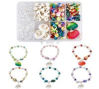 SUNNYCLUE 1 Box 232pcs DIY 6 Sets Turquoise Bracelet Making Kit Stone Turtle Beads Synthetic Gemstone Hawaii Sea Life Animal Starfish Green Turtles Spacer Bead For Jewellery Making Women Adults