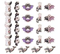 SUNNYCLUE 1 Box 24 Pieces 6 Styles Gothic Charms Halloween Enamel Skull & Skeleton Bone Charms Rabbit Cat Cute Magic Pendant for Jewellery Making Pendant DIY