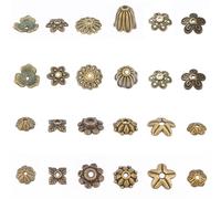SUNNYCLUE 1 Box 240Pcs 12 Style Bead Caps Jewellery End Caps Flower Bead Cap Tibetan Style Alloy End Cap Bali Style Beads for Jewellery Making DIY Necklace Bracelet Craft Supplies Antique Bronze