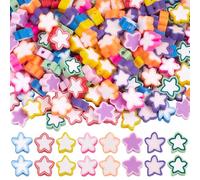 SUNNYCLUE 1 Box 240Pcs 8 Colors Stars Bead Polymer Clay Star Beads Bulk Colorful Soft Handmade Shaped Decoration Loose Spacer Mini Bead for Jewellery Making Bracelet Necklace DIY Crafts Accessories