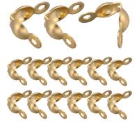 SUNNYCLUE 1 Box 240Pcs Real 18K Gold Plated Beads Tip Knot Cover 304 Stainless Steel Beads Tips Beads Stoppers Knot Cover Beads Open Crimp Beads Tips Knot Covers for jewellery Making Accessories