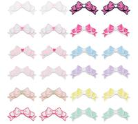 SUNNYCLUE 1 Box 24Pcs 12 Colors Bow Bead Bowknot Beads Bulk Colorful Pink Metal Alloy Butterfly Wings Bows Bowknots Large Loose Spacer Bead for Bracelet Jewellery Making DIY Necklace Crafts Supplies